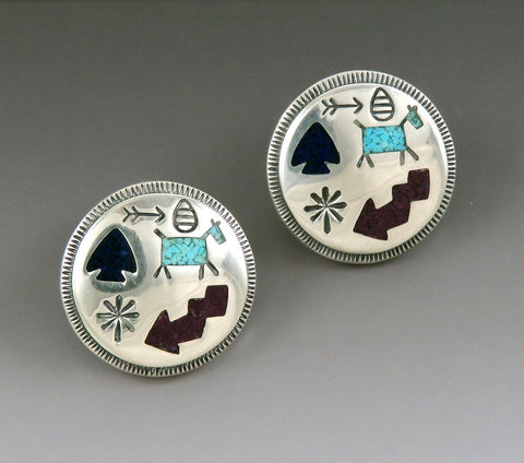 Carolyn Pollack Carlisle CJ's Sterling Silver Inlay Mosaic Southwest Earrings