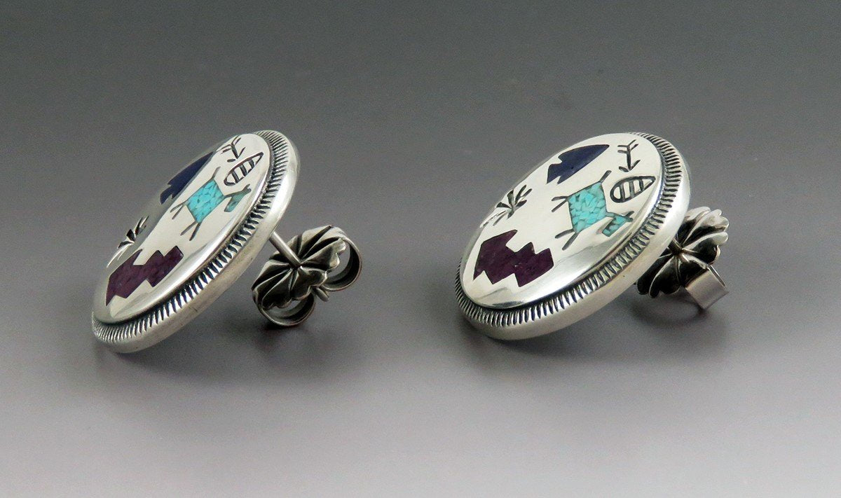 Carolyn Pollack Carlisle CJ's Sterling Silver Inlay Mosaic Southwest Earrings