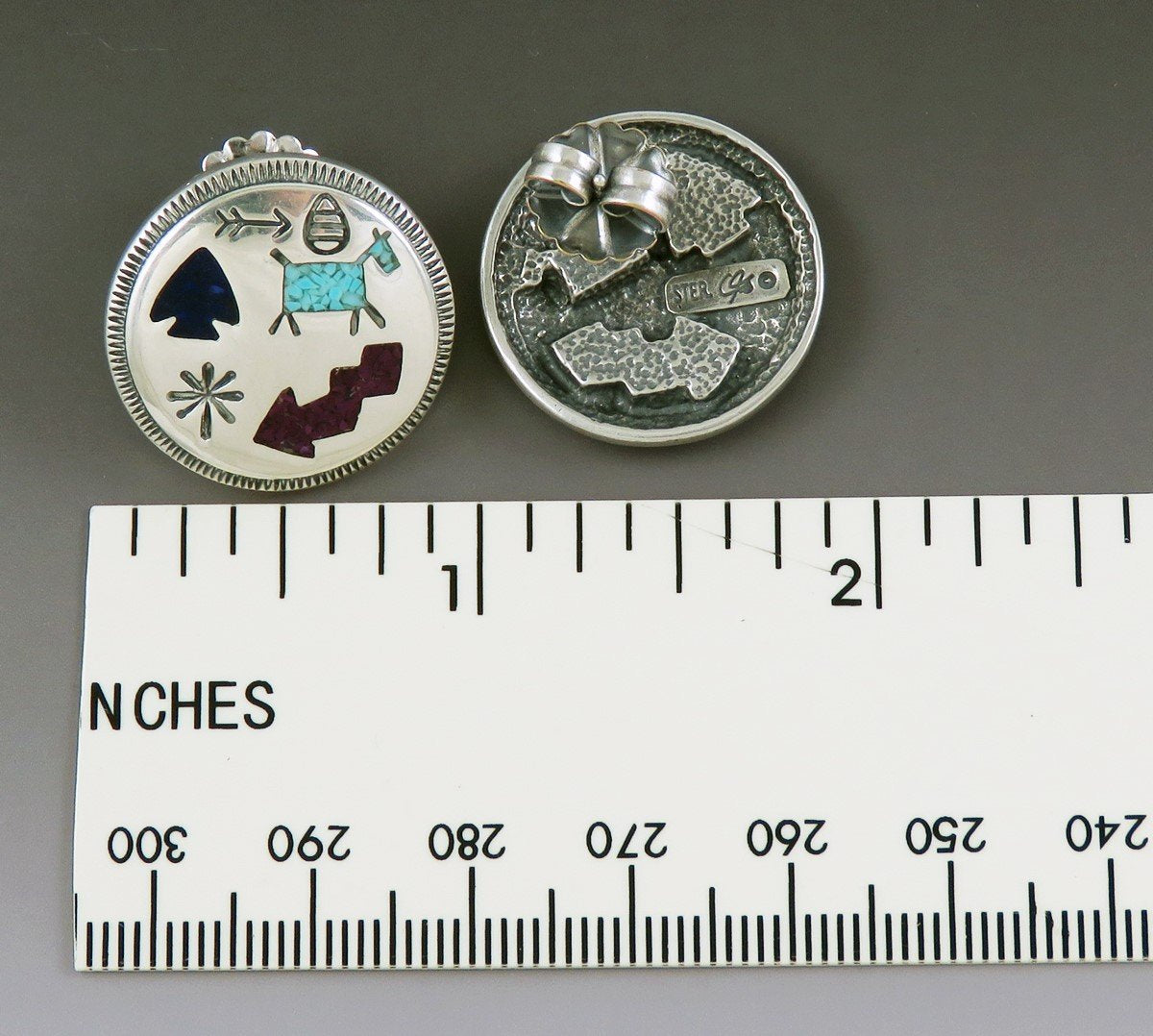 Carolyn Pollack Carlisle CJ's Sterling Silver Inlay Mosaic Southwest Earrings