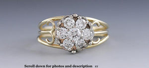 Incredible 14k Gold Floral Rose Rosette ~.66ct Diamond Engagement Ring