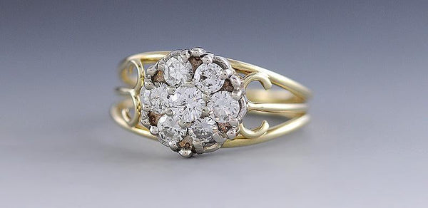 Incredible 14k Gold Floral Rose Rosette ~.66ct Diamond Engagement Ring