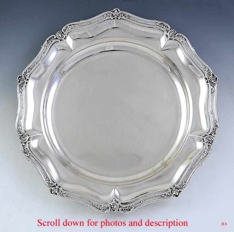 Fabulous French Sterling Silver Round Tray / Salver