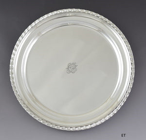 Impressive c1930 Tiffany & Co Sterling Silver Round Platter Tray Charger 13"