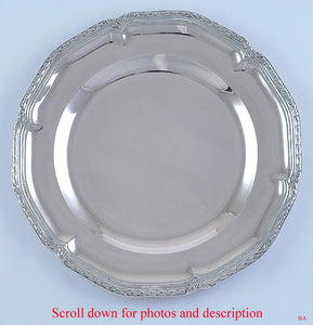 Antique c1890 German 800 Silver Serving Tray/Platter/Charger 12" Diameter