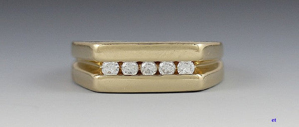 Stunning 14K Yellow Gold & Diamond Band Ring Size 8.25