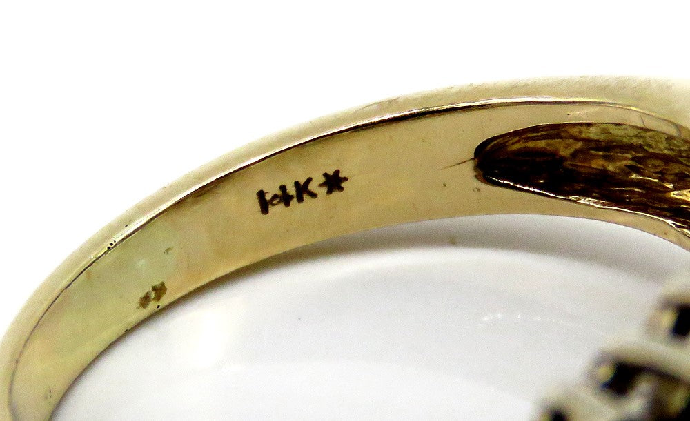 Stunning 14k Yellow Gold ~.48ct Diamond ~.35ct Sapphire Waterfall Ring