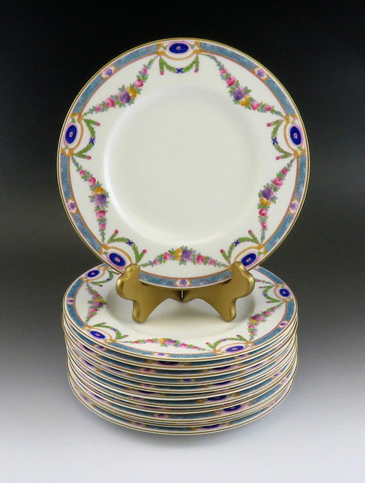 12 Antique 1924 Royal Worcester Puritan Porcelain China Dessert Salad Plates 8"