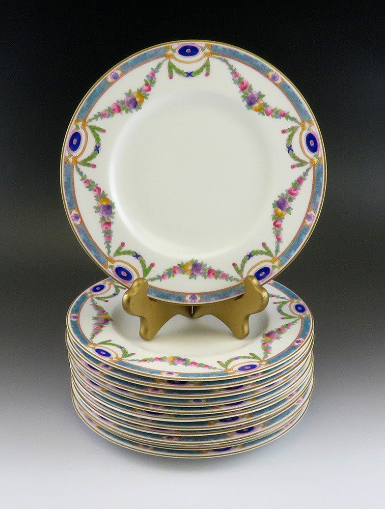 12 Antique 1924 Royal Worcester Puritan Porcelain China Dessert Salad Plates 8"