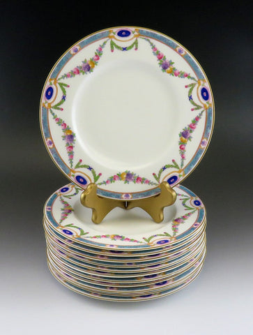 12 Antique 1924 Royal Worcester Puritan Porcelain China Dessert Salad Plates 8"