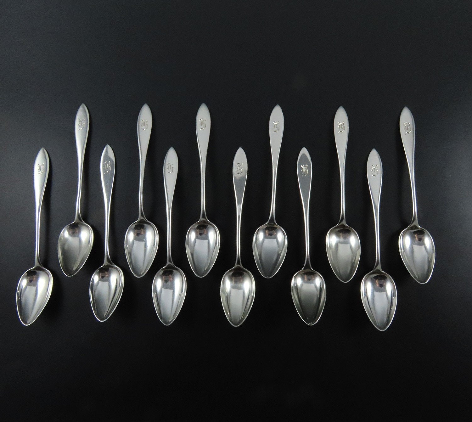 Fine Set 12 Towle Sterling Silver Lafayette Demitasse Coffee Spoons B Mono