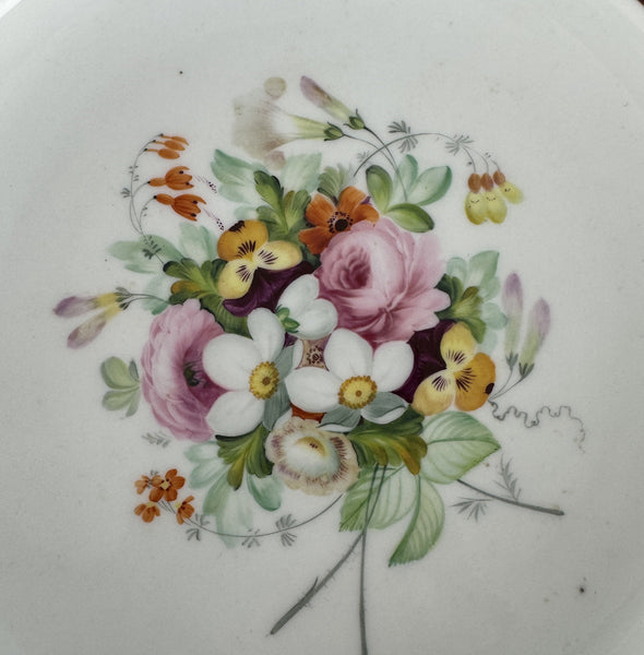 Stunning c1860s European Red Greek Key Hand Painted Floral Compote Pedestal Bowl