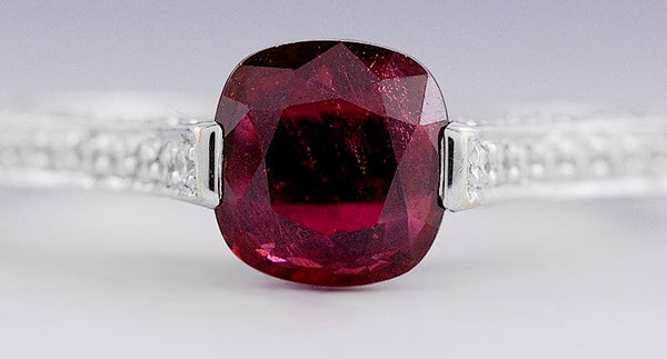 Fascinated ~1ct Ruby & Diamond 18K White Gold Ring