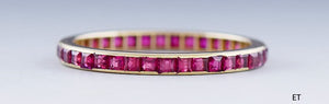 Elegant 14k Gold Synth Ruby Eternity Band Ring sz 8