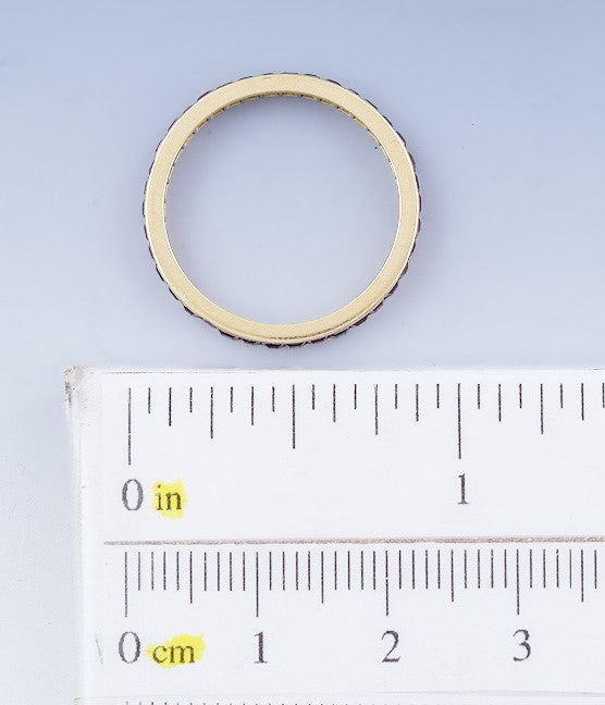 Elegant 14k Gold Synth Ruby Eternity Band Ring sz 8