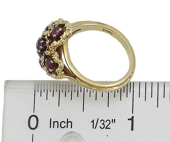 Modern English 18K Yellow Gold Vibrant Ruby Quatrefoil Ring Size 7