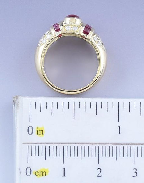 Vibrant 18K Yellow Gold Diamond & Ruby Ring Size 5.25