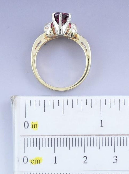 Stunning 14K Yellow Gold ~1.5ct Pear Cut Red Ruby & Diamond Ring Size 6.75