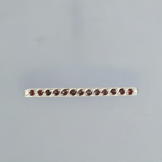 Stunning Vintage High End Garnet 14k Gold Bar Pin With Platinum Top Brooch