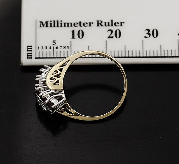 Lovely Brilliant 14K Yellow & White Gold Diamond & Ruby Ring Size 6.75