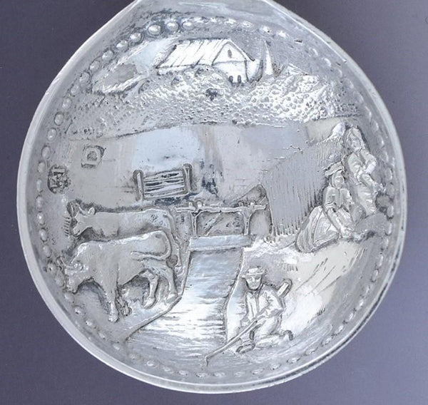 Lovely 1894 Dutch Silver Amsterdam City Crest Spoon w Farm Scene