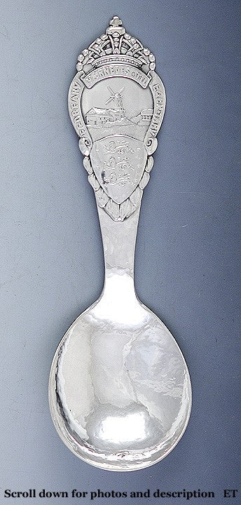 Antique 1920 Danish Silver Souvenir Hammered Our Fathers' Legacy Spoon