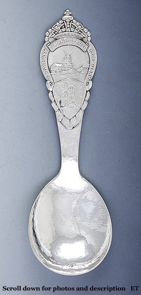 Antique 1920 Danish Silver Souvenir Hammered Our Fathers' Legacy Spoon