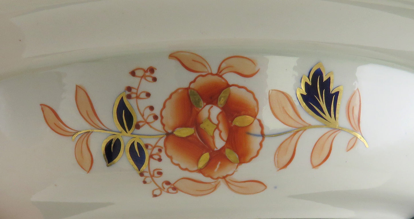 Beautiful Antique Davenport Imari Porcelain Covered Entree Round Serving Dish