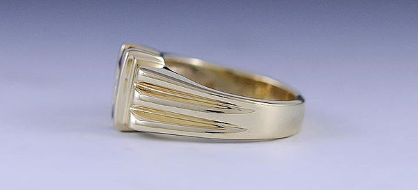 Modern 14K Gold Sapphire Ruby & Diamond Patriotic Ring Size 6.5