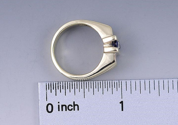 Modern 14K Gold Sapphire Ruby & Diamond Patriotic Ring Size 6.5