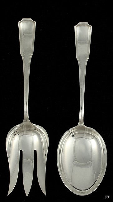 Vintage Frank Smith Chippendale Sterling Silver Salad Fork Spoon Serving Set