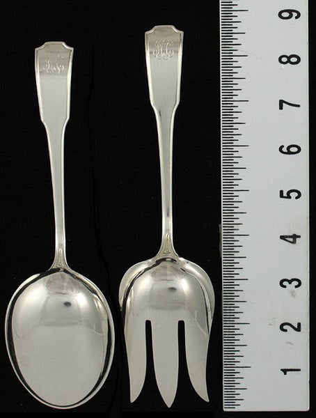 Vintage Frank Smith Chippendale Sterling Silver Salad Fork Spoon Serving Set