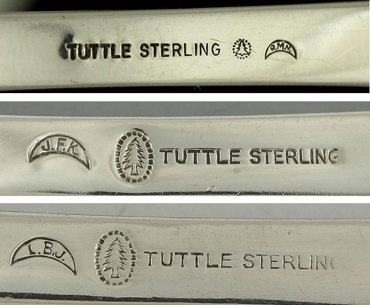 6 1960s Tuttle Sterling Feather Edge Salad Forks