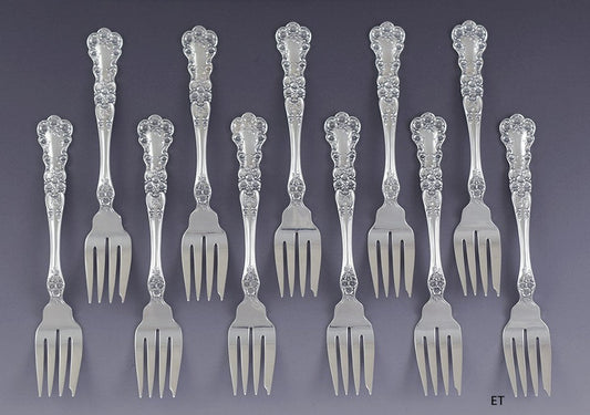 11 Antique Gorham Buttercup 1899 Sterling Silver Place Salad Forks 6 3/8