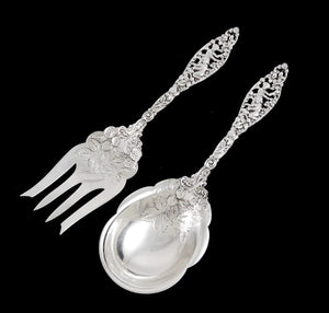 Dominick Haff Labors of Cupid Large Sterling Silver Salad Fork Spoon Set