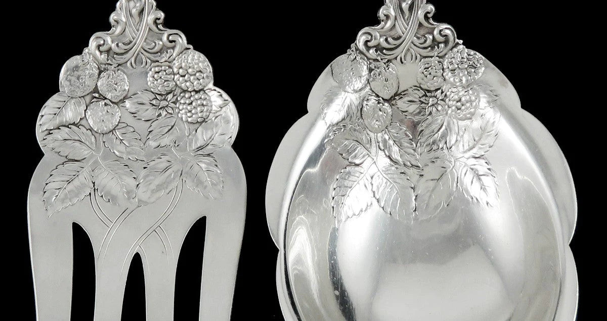 Dominick Haff Labors of Cupid Large Sterling Silver Salad Fork Spoon Set