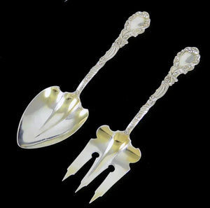 Antique Gorham Marie Antoinette Sterling Silver Salad Serving Fork Spoon Set