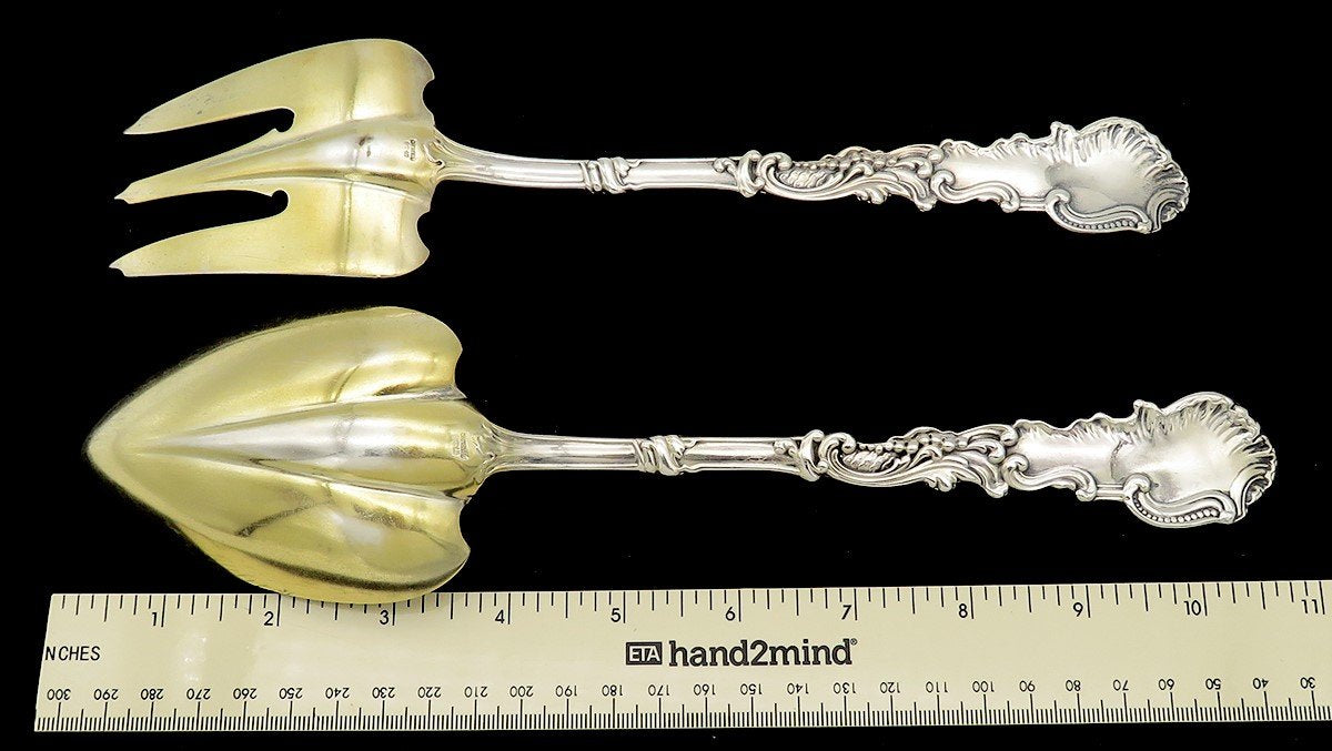 Fabulous Gorham Marie Antionette Sterling Silver Salad Serving Set 10 1/2 in