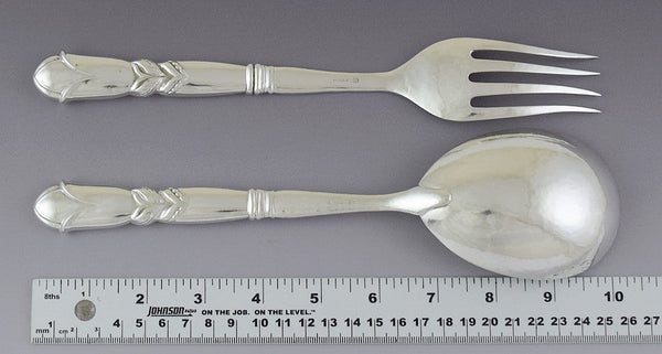 Rare Meyers Sterling Silver Pair Serving Pieces Fork & Spoon Jensen #57 Style