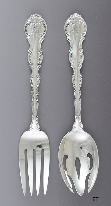 Fine Gorham Sterling Silver Strasbourg Salad Serving Set Slotted Spoon Fork