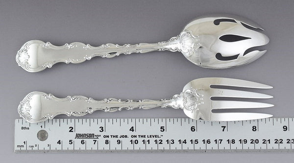 Fine Gorham Sterling Silver Strasbourg Salad Serving Set Slotted Spoon Fork