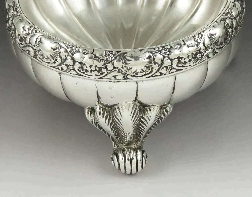 Pair Antique 1880 Victorian Tiffany Sterling Silver Salt Cellars Dishes