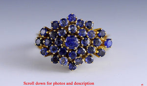 Gorgeous 18K Yellow Gold & Sapphire Cluster Ring Size 6.5