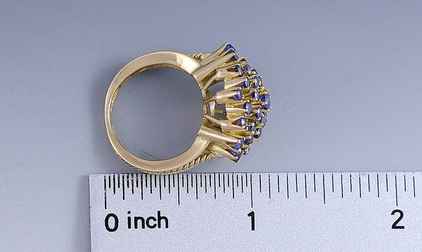 Gorgeous 18K Yellow Gold & Sapphire Cluster Ring Size 6.5