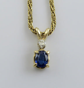 Lovely Italian 18k Yellow Gold ~.50ct Sapphire Diamond Teardrop Pendant Necklace