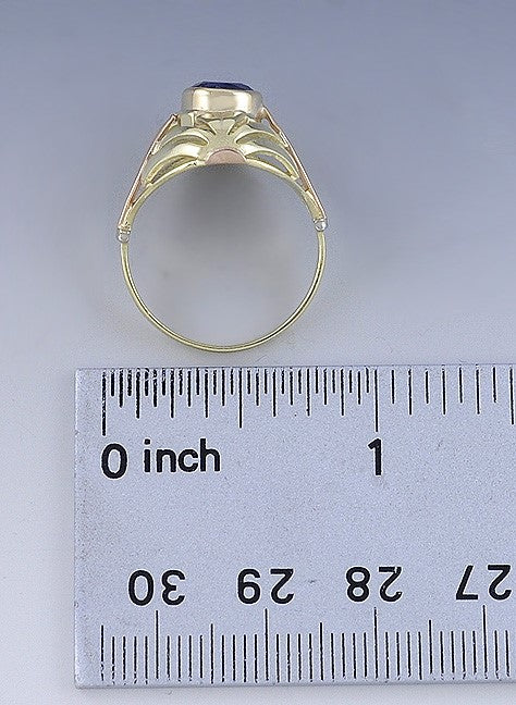 Nice Retro Vintage c1950s 14K Two Tone Rose & Yellow Gold Sapphire Ring