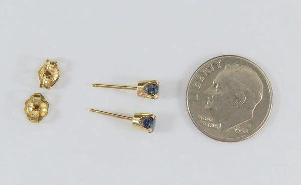 Cute 14k Yellow Gold ~.40ct Blue Sapphire Round Stud Earrings