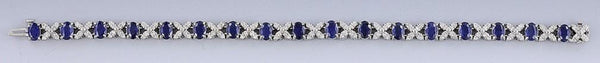 Attractive 14K White Gold Sapphire & Diamond Bracelet