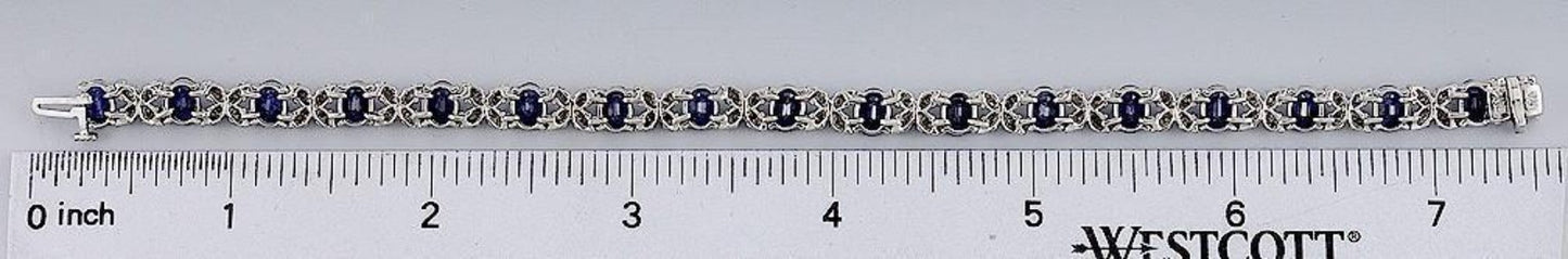 Attractive 14K White Gold Sapphire & Diamond Bracelet