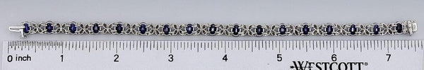 Attractive 14K White Gold Sapphire & Diamond Bracelet