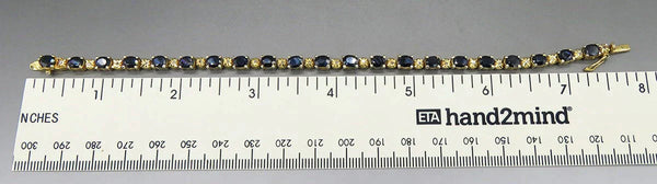 Gold Tone Sterling Silver 9.25CT Natural Sapphire Accent Diamond Tennis Bracelet